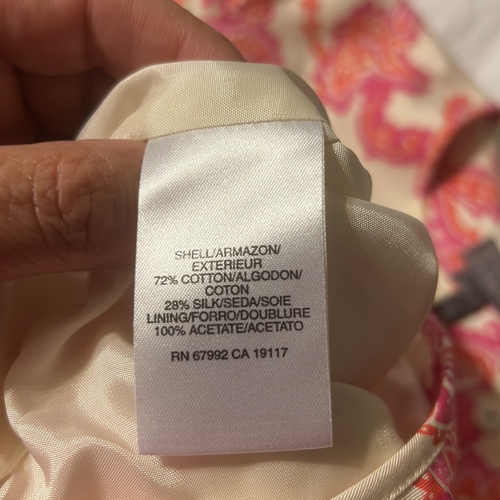 Sigrid Olsen cream w/pink and orange paisley and floral jacket - Picture 11 of 11